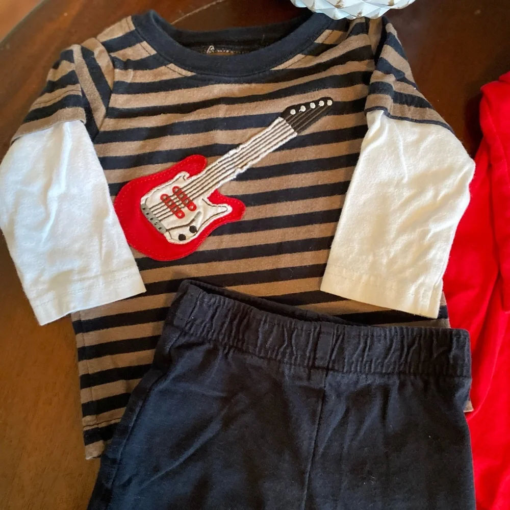 Carters Bundle long sleeve red onesie long sleeve shirt & black pants Size 6M